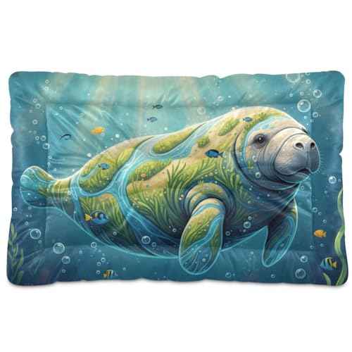 GuoChe Manatee Hundehütte mit Kristallfeder-Collage, waschbar, weich, bequem, rutschfeste Unterseite, für große, mittelgroße und kleine Hunde, 91,4 x 61 cm GuoChe Manatee Hundehütte mit Kristallfeder-Collage, waschbar, weich, bequem, rutschfeste Unterseite, für große, mittelgroße und kleine Hunde, 91,4 x 61 cm von GuoChe