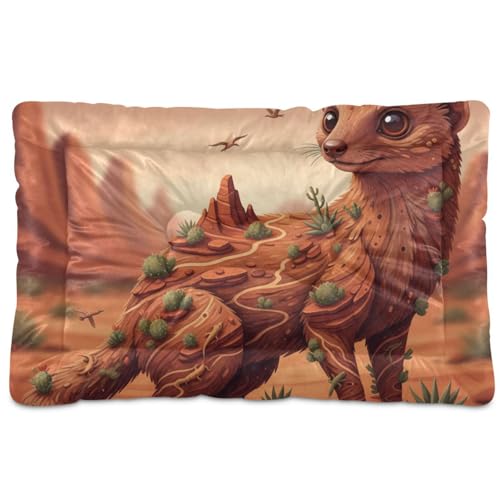 GuoChe Mongoose Desert Canyon Collage Haustier-Schlafmatte, waschbar, weich, bequem, rutschfeste Unterseite, für große, mittelgroße und kleine Hunde, 91,4 x 61 cm von GuoChe