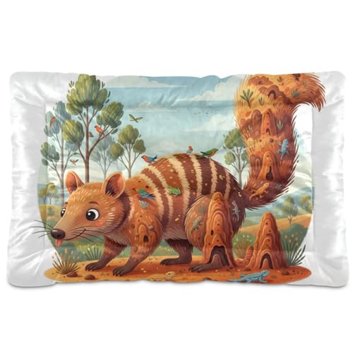 GuoChe Numbat Australian Collage, waschbares Haustierbett, rutschfest, weich, bequem, für mittelgroße und große Hunde, 91,4 x 61 cm von GuoChe