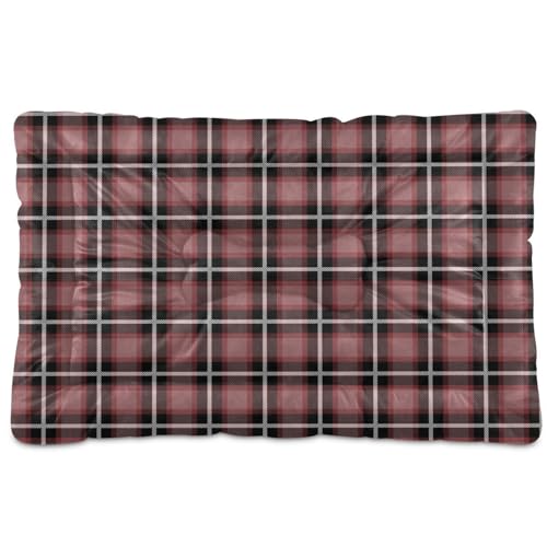 GuoChe Plaid Buffalo Red Flat Puppy Mattress Washable Dog Mat Heated Crate Pad for Large Medium Small Pets von GuoChe
