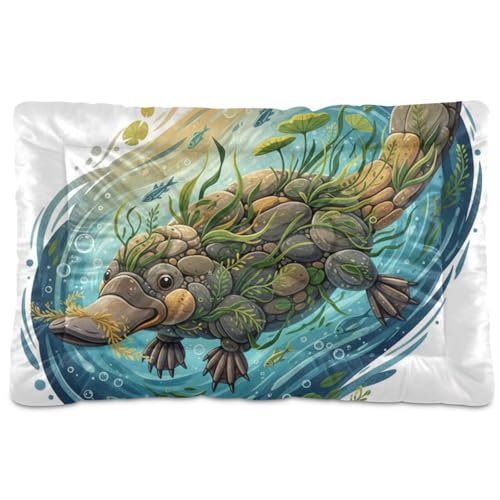 GuoChe Platypus River Stone Collage Hunde-Schlafmatratze, waschbar, weich, rutschfest, für mittelgroße und große Hunde, 91,4 x 61 cm von GuoChe