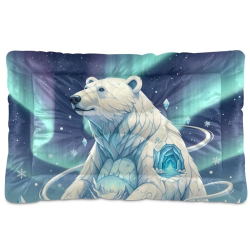 GuoChe Polar Bear Arctic Collage Hundehütte, waschbar, weich, bequem, rutschfeste Unterseite, für große, mittelgroße und kleine Hunde, 91,4 x 61 cm von GuoChe