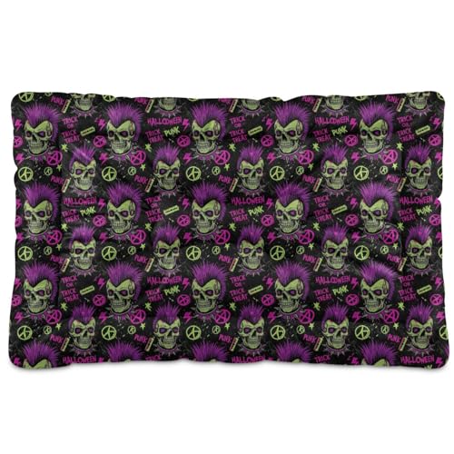 GuoChe Punk-Totenkopf-Halloween-Hundehütte, nahtloses Muster, waschbar, rutschfest, weich, bequem für große, mittelgroße und kleine Hunde, 91,4 x 61 cm GuoChe Punk-Totenkopf-Halloween-Hundehütte, nahtloses Muster, waschbar, rutschfest, weich, bequem für große, mittelgroße und kleine Hunde, 91,4 x 61 cm von GuoChe
