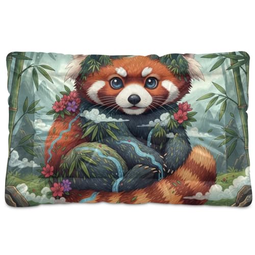 GuoChe Red Panda Mountain Safari Collage, waschbar, Hundehütte, weich, rutschfest, für große, mittelgroße und kleine Hunde, 91,4 x 61 cm von GuoChe