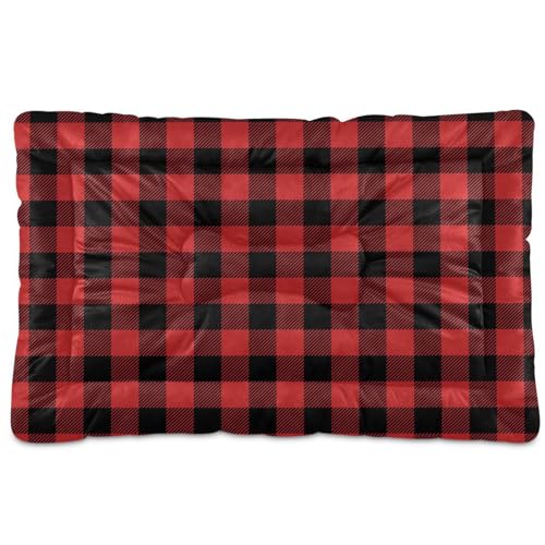 GuoChe Schlafbett für Hunde und Katzen, ultraweich, 45,7 x 61 cm, Rot / Schwarz von GuoChe