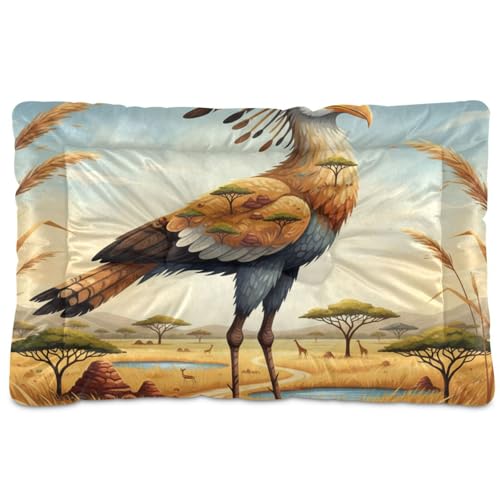 GuoChe Secretary Bird African Plains Collage waschbare Hundehütte Pad weich rutschfest für große, mittelgroße und kleine Hunde 91,4 x 61 cm von GuoChe