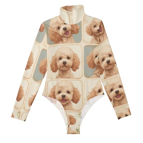 GuoChe Tank-Top-Body mit hohem Halsausschnitt für Damen, Bauchkontrolle, körperbetont, sexy Tops, Größe S, Niedliches Hundegesicht, XX-Large von GuoChe