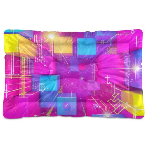 GuoChe Techno Rave Flash Hintergrund waschbare Hundebox Pad rutschfest weich bequem für große Jumbo-Mittel/kleine Hunde 91,4 x 61 cm von GuoChe