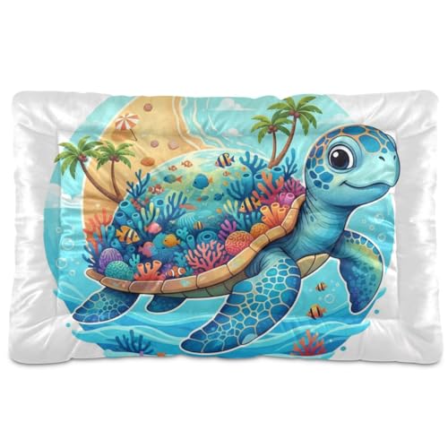 GuoChe Turtle Tropical Collage Hundematte, waschbar, rutschfest, weich, bequem, für mittelgroße und große Hunde, 91,4 x 61 cm von GuoChe
