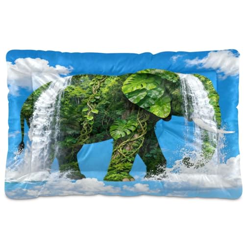 GuoChe Wasserfall-Elefantenlandschaft, Tier-Collage, waschbar, Haustierbett, Matte, rutschfest, weich, bequem, für große, mittelgroße und kleine Hunde, 91,4 x 61 cm GuoChe Wasserfall-Elefantenlandschaft, Tier-Collage, waschbar, Haustierbett, Matte, rutschfest, weich, bequem, für große, mittelgroße und kleine Hunde, 91,4 x 61 cm von GuoChe