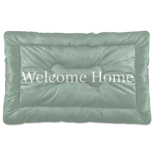 GuoChe Welcome Home" Salbeigrünes Hintergrundschild, waschbar, rutschfest, weich, bequem, für mittelgroße und große Hunde, 91,4 x 61 cm von GuoChe
