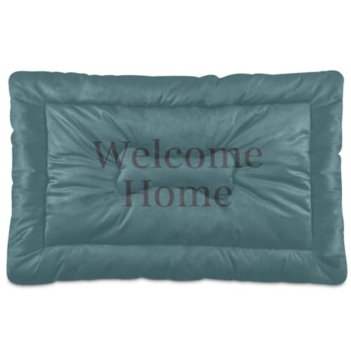 GuoChe Welcome Home" blaugrünes Hintergrundschild, waschbar, rutschfest, weich, bequem, für mittelgroße und große Hunde, 91,4 x 61 cm von GuoChe