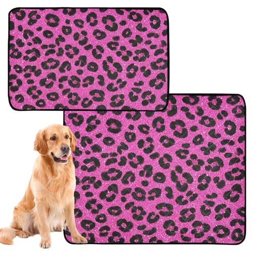 Hunde-Teppich, waschbar, rutschfest, Bodenmatte für Auto und Flugzeug, 50,8 x 61 cm, glitzernder Leopardenmuster, Rosenrot, 3 Stück Hunde-Teppich, waschbar, rutschfest, Bodenmatte für Auto und Flugzeug, 50,8 x 61 cm, glitzernder Leopardenmuster, Rosenrot, 3 Stück von GuoChe