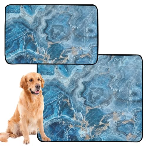 Hunde-Teppich, waschbar, rutschfest, für den Innenbereich, 61 x 91,4 cm + 91,4 x 106,7 cm, Marmorsteinblau, 2 Stück Hunde-Teppich, waschbar, rutschfest, für den Innenbereich, 61 x 91,4 cm + 91,4 x 106,7 cm, Marmorsteinblau, 2 Stück von GuoChe