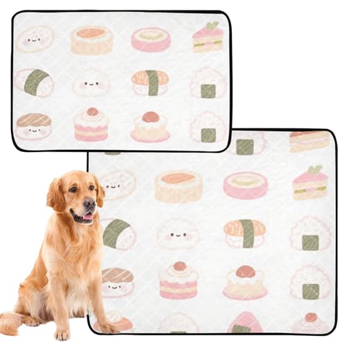 Hunde-Teppich, waschbar, rutschfest, für den Innenbereich, 61 x 91,4 cm + 91,4 x 106,7 cm, niedliches Cartoon-Sushi-Muster, 2 Stück Hunde-Teppich, waschbar, rutschfest, für den Innenbereich, 61 x 91,4 cm + 91,4 x 106,7 cm, niedliches Cartoon-Sushi-Muster, 2 Stück von GuoChe