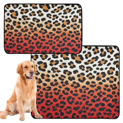 Hunde-Teppich für Hunde, schmutzige Füße, waschbar, rutschfest, 50,8 x 61 cm, Gepardenfellhaut, Rot-Braun, Farbverlauf, 3 Stück von GuoChe