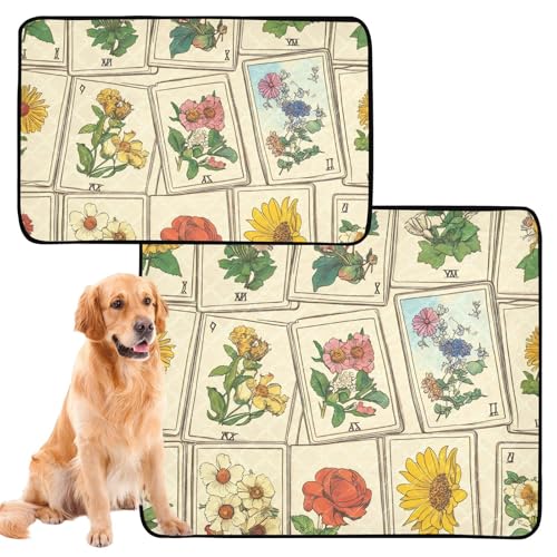Hunde-Uriniermatten für Indoor-Katzen, rutschfest, für draußen, 61 x 91,4 cm + 91,4 x 106,7 cm, florales Tarot-Muster, 2 Stück von GuoChe