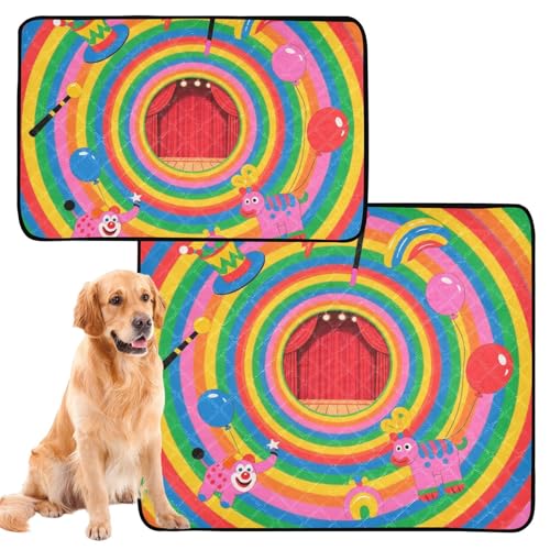 Hunde-Urinierteppich, groß, waschbar, rutschfest, für Reisen, 50,8 x 61 cm, Regenbogen-Zirkus-Muster, 3 Stück Hunde-Urinierteppich, groß, waschbar, rutschfest, für Reisen, 50,8 x 61 cm, Regenbogen-Zirkus-Muster, 3 Stück von GuoChe