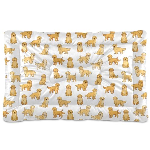 Hundeboxunterlage mit Golden Retriever-Muster, waschbar, weich, bequem, rutschfeste Unterseite, für große, mittelgroße und kleine Hunde, 91,4 x 61 cm Hundeboxunterlage mit Golden Retriever-Muster, waschbar, weich, bequem, rutschfeste Unterseite, für große, mittelgroße und kleine Hunde, 91,4 x 61 cm von GuoChe