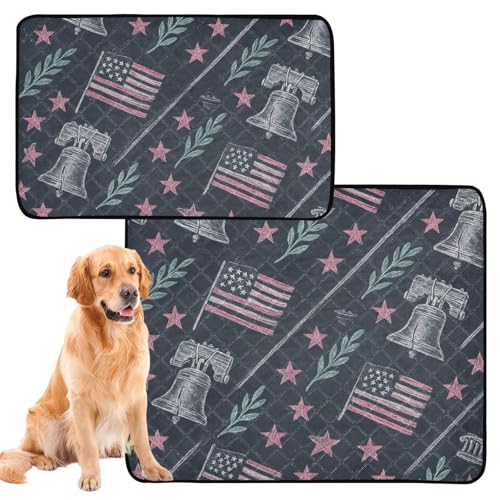 Hundedecke, Urinierschutz, waschbar, rutschfeste Matte für Hunde, für Flugzeugkäfige, 50,8 x 61 cm, Kreidetafel, gestreift, 3 Stück von GuoChe