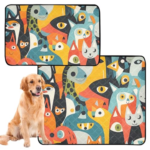 Hundematte, Urinierschutz, waschbar, rutschfest, Bodenmatte für Strand, 50,8 x 61 cm, buntes Tiermotiv, 3 Stück von GuoChe