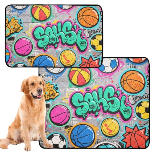 Hundematte, waschbar, rutschfest, Bodenmatte für Autositz, 50,8 x 61 cm, Graffiti-Sportball-Muster, 3 Stück Hundematte, waschbar, rutschfest, Bodenmatte für Autositz, 50,8 x 61 cm, Graffiti-Sportball-Muster, 3 Stück von GuoChe
