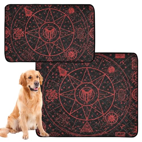 Hundematte, waschbar, rutschfest, für Auto und Flugzeug, 50,8 x 61 cm, rotes okkultes Symbol, 3 Stück von GuoChe