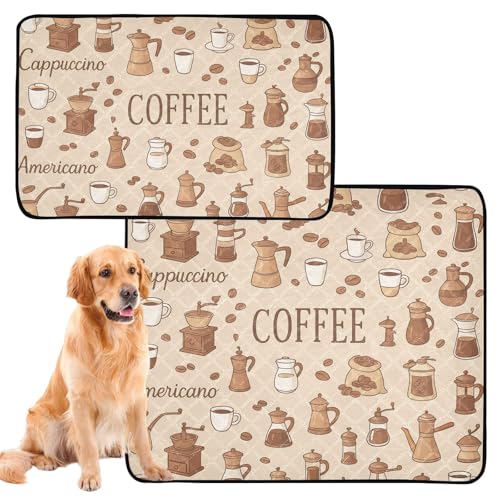 Hundematte, waschbar, rutschfest, für Boden, 61 x 91,4 cm + 91,4 x 106,7 cm, Kaffee-Motiv, 2 Stück Hundematte, waschbar, rutschfest, für Boden, 61 x 91,4 cm + 91,4 x 106,7 cm, Kaffee-Motiv, 2 Stück von GuoChe