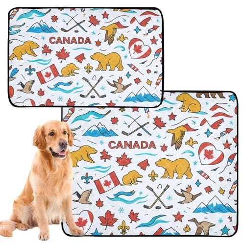 Hundematte, waschbar, rutschfest, für den Außenbereich, 61 x 91,4 cm + 91,4 x 106,7 cm, Kanada-Flagge, 2 Stück Hundematte, waschbar, rutschfest, für den Außenbereich, 61 x 91,4 cm + 91,4 x 106,7 cm, Kanada-Flagge, 2 Stück von GuoChe