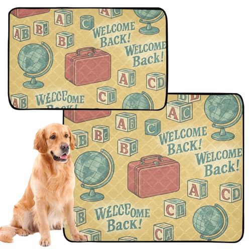 Hundematte für Hunde, schmutzige Füße, waschbar, rutschfest, für den Außenbereich, 61 x 91,4 cm + 91,4 x 106,7 cm, Retro_backtoschool_Tapete, 2 Stück Hundematte für Hunde, schmutzige Füße, waschbar, rutschfest, für den Außenbereich, 61 x 91,4 cm + 91,4 x 106,7 cm, Retro_backtoschool_Tapete, 2 Stück von GuoChe