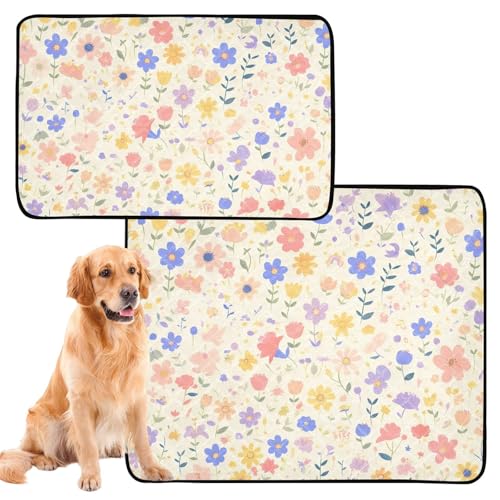 Hundematte für Hunde, waschbar, rutschfest, Bodenmatte für Rasen, 50,8 x 61 cm, buntes kleines Blumenmuster, 3 Stück Hundematte für Hunde, waschbar, rutschfest, Bodenmatte für Rasen, 50,8 x 61 cm, buntes kleines Blumenmuster, 3 Stück von GuoChe