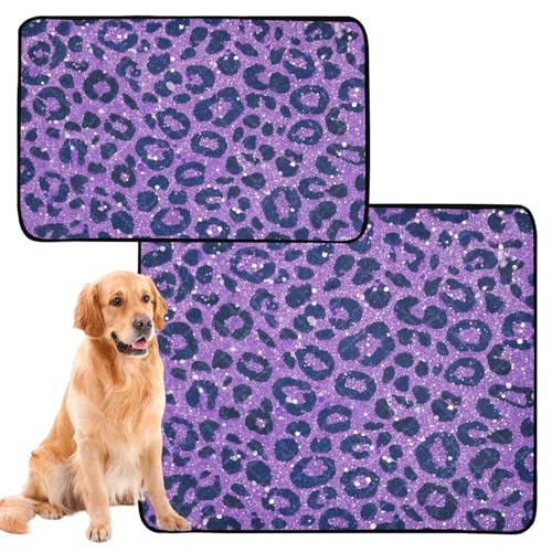 Hundematte für Hunde, waschbar, rutschfest, für den Innenbereich, 50,8 x 61 cm, Leopardenmuster, Lavendel, 3 Stück Hundematte für Hunde, waschbar, rutschfest, für den Innenbereich, 50,8 x 61 cm, Leopardenmuster, Lavendel, 3 Stück von GuoChe