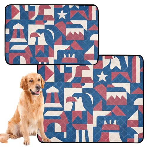 Hundematte für Hunde, waschbar, wasserdicht, rutschfest, für Rasen, 61 x 91,4 cm + 91,4 x 106,7 cm, 4. Juli, Symbole, abstraktes Muster, 2 Stück Hundematte für Hunde, waschbar, wasserdicht, rutschfest, für Rasen, 61 x 91,4 cm + 91,4 x 106,7 cm, 4. Juli, Symbole, abstraktes Muster, 2 Stück von GuoChe