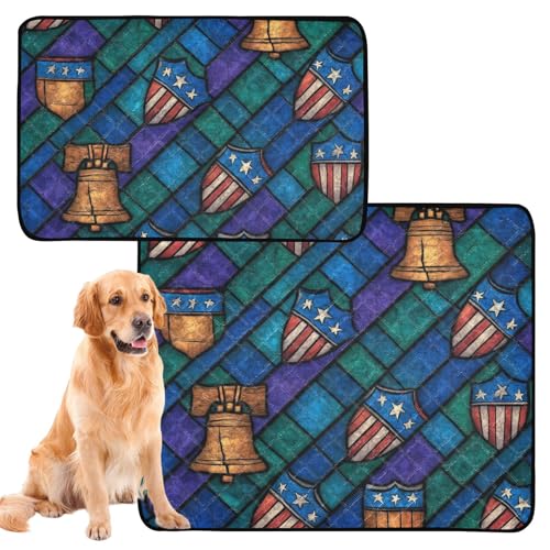 Hundematte für Hundekäfige, waschbar, rutschfest, 61 x 91,4 cm + 91,4 x 106,7 cm, Buntglasstreifen, 2 Stück Hundematte für Hundekäfige, waschbar, rutschfest, 61 x 91,4 cm + 91,4 x 106,7 cm, Buntglasstreifen, 2 Stück von GuoChe