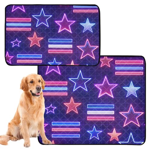 Hundematte für Urinierunterlagen, rutschfeste Bodenmatte für Auto und Flugzeug, 61 x 91,4 cm + 91,4 x 106,7 cm, 4. Juli, Sterne, Vaporwave_Muster, 2 Stück Hundematte für Urinierunterlagen, rutschfeste Bodenmatte für Auto und Flugzeug, 61 x 91,4 cm + 91,4 x 106,7 cm, 4. Juli, Sterne, Vaporwave_Muster, 2 Stück von GuoChe