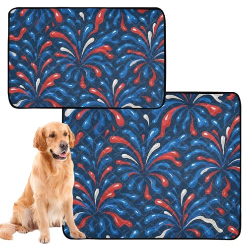 Hundematte für Urinierunterlagen, rutschfeste Matte für Hunde, für Auto, 61 x 91,4 cm + 91,4 x 106,7 cm, 4. Juli, Feuerwerk, Flüssigkeit, Muster, 2 Stück Hundematte für Urinierunterlagen, rutschfeste Matte für Hunde, für Auto, 61 x 91,4 cm + 91,4 x 106,7 cm, 4. Juli, Feuerwerk, Flüssigkeit, Muster, 2 Stück von GuoChe