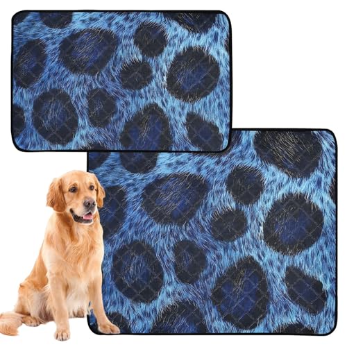 Hundematte für Urinierunterlagen, rutschfeste Matte für den Boden, 50,8 x 61 cm, blaues Leopardenmuster, 3 Stück von GuoChe