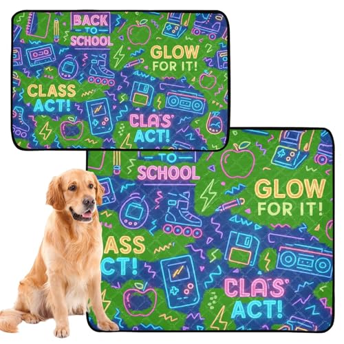 Hundematte für den Innenbereich, waschbar, rutschfeste Matte für Hunde, für Autositz, 61 x 91,4 cm + 91,4 x 106,7 cm, Neonfarben, 2 Stück Hundematte für den Innenbereich, waschbar, rutschfeste Matte für Hunde, für Autositz, 61 x 91,4 cm + 91,4 x 106,7 cm, Neonfarben, 2 Stück von GuoChe