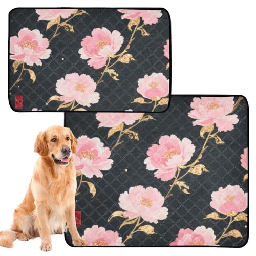 Hundematten für Hunde, waschbar, rutschfest, 50,8 x 61 cm, goldene Pfingstrosen, 3 Stück Hundematten für Hunde, waschbar, rutschfest, 50,8 x 61 cm, goldene Pfingstrosen, 3 Stück von GuoChe
