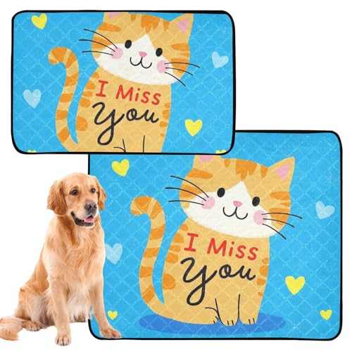 Katzen-Haustier-Matte, Hundetablett für Urinierunterlagen, rutschfester Teppich für Flugzeugkäfige, 50,8 x 61 cm, "I Miss You", Cartoon, niedlich, Braun, 3 Stück Katzen-Haustier-Matte, Hundetablett für Urinierunterlagen, rutschfester Teppich für Flugzeugkäfige, 50,8 x 61 cm, "I Miss You", Cartoon, niedlich, Braun, 3 Stück von GuoChe