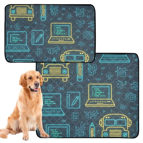 Tech_Digital_Backtoschool Hundematten, waschbar, rutschfest, Bodenmatte für Strand, 61 x 91,4 cm + 91,4 x 106,7 cm, 2 Stück Tech_Digital_Backtoschool Hundematten, waschbar, rutschfest, Bodenmatte für Strand, 61 x 91,4 cm + 91,4 x 106,7 cm, 2 Stück von GuoChe
