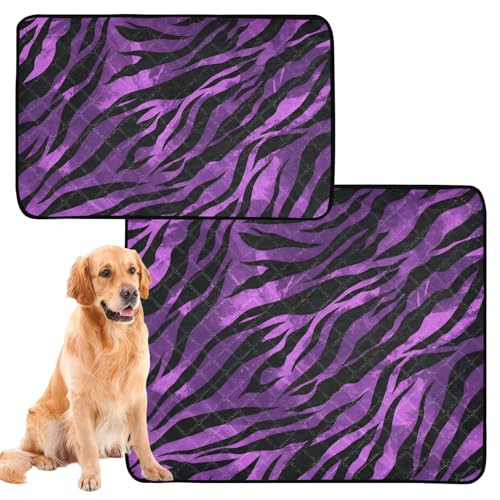 Urinierdecke für Hunde, Teppich für Hunde, schmutzige Füße, waschbar, rutschfeste Matte für Rasen, 50,8 x 61 cm, violettes Tierstreifenmuster, 3 Stück von GuoChe