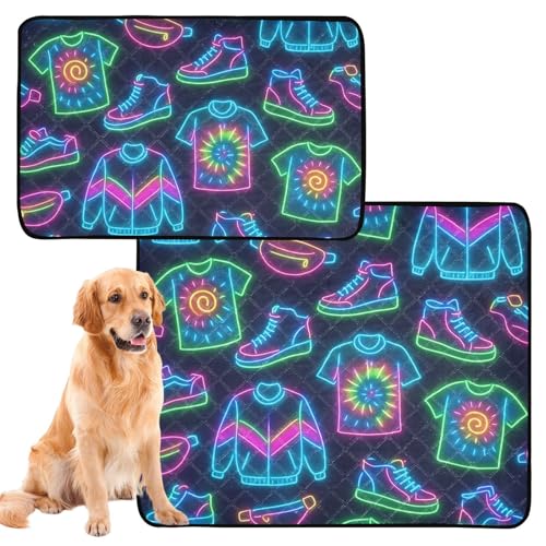 Urinierdecke für Hunde, groß, waschbar, für Hunde, rutschfest, für Flugzeugkäfige, 50,8 x 61 cm, 90er Jahre, modisches Neon-Muster, 3 Stück Urinierdecke für Hunde, groß, waschbar, für Hunde, rutschfest, für Flugzeugkäfige, 50,8 x 61 cm, 90er Jahre, modisches Neon-Muster, 3 Stück von GuoChe