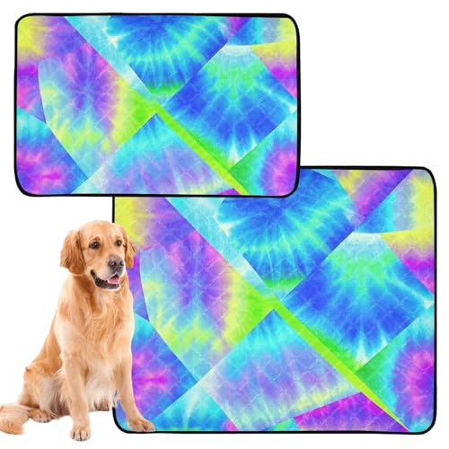 Urinierdecke für Hunde, schmutzige Matten für Hunde, groß, waschbar, rutschfest, für Autositz, 61 x 91,4 cm + 91,4 x 106,7 cm, Regenbogenfarben, 2 Stück Urinierdecke für Hunde, schmutzige Matten für Hunde, groß, waschbar, rutschfest, für Autositz, 61 x 91,4 cm + 91,4 x 106,7 cm, Regenbogenfarben, 2 Stück von GuoChe