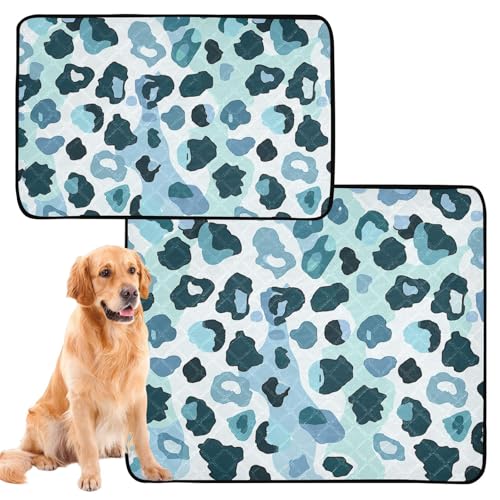 Urinierdecke für Hunde, waschbar, rutschfest, Bodenmatte für Boden, 61 x 91,4 cm + 91,4 x 106,7 cm, Leopardenmuster, Blau, 2 Stück Urinierdecke für Hunde, waschbar, rutschfest, Bodenmatte für Boden, 61 x 91,4 cm + 91,4 x 106,7 cm, Leopardenmuster, Blau, 2 Stück von GuoChe