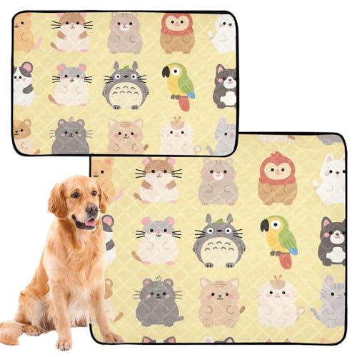 Urinierdecke für Hunde, waschbar, rutschfest, Teppich für Boden, 61 x 91,4 cm + 91,4 x 106,7 cm, niedliches Tiermuster, 2 Stück Urinierdecke für Hunde, waschbar, rutschfest, Teppich für Boden, 61 x 91,4 cm + 91,4 x 106,7 cm, niedliches Tiermuster, 2 Stück von GuoChe