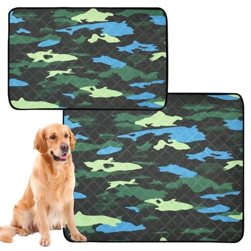 Urinierdecke für Hunde, waschbar, rutschfeste Bodenmatte für Flugzeugkäfige, 61 x 91,4 cm + 91,4 x 106,7 cm, grünes Tarnmuster, 2 Stück Urinierdecke für Hunde, waschbar, rutschfeste Bodenmatte für Flugzeugkäfige, 61 x 91,4 cm + 91,4 x 106,7 cm, grünes Tarnmuster, 2 Stück von GuoChe
