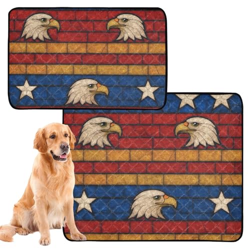 Urinierdecke für Hunde, waschbar, rutschfeste Matte für Hunde, für Autositz, 61 x 91,4 cm + 91,4 x 106,7 cm, Buntglasstreifen, 2 Stück von GuoChe