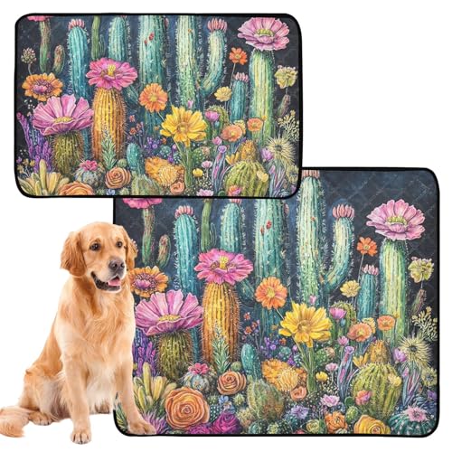 Urinierdecke für Hunde und Katzen, rutschfeste Bodenmatte für Auto, 61 x 91,4 cm + 91,4 x 106,7 cm, einzigartige Blumen, Vintage-Kaktus, 2 Stück Urinierdecke für Hunde und Katzen, rutschfeste Bodenmatte für Auto, 61 x 91,4 cm + 91,4 x 106,7 cm, einzigartige Blumen, Vintage-Kaktus, 2 Stück von GuoChe