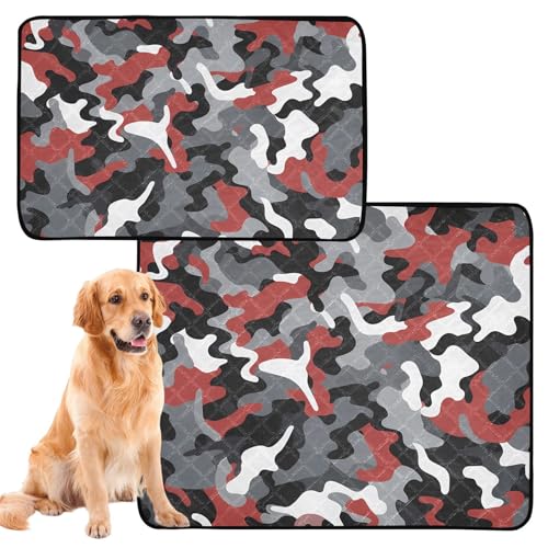 Urinierdecke für Hunde und Katzen, rutschfeste Matte für Reisen, 61 x 91,4 cm + 91,4 x 106,7 cm, Camouflage, Grau, Rot, Schwarz, 2 Stück Urinierdecke für Hunde und Katzen, rutschfeste Matte für Reisen, 61 x 91,4 cm + 91,4 x 106,7 cm, Camouflage, Grau, Rot, Schwarz, 2 Stück von GuoChe